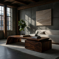 Hand-Curved Waterfall Coffee Table with Drawer Box, view 9