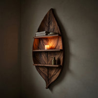 Solid Wood Corner Wall Bathroom Shelf Sculptural Leaf Spa Spaces, view 9