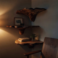 Solid Wood Mushroom Shelf Handcrafted Live Edge Entryway, view 9