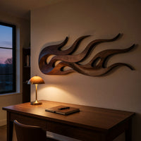 Where the Fire Lies Down: A Carved Walnut Wall Relief, view 9 — view 9