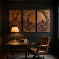 Layered Peaks and Rising Sun Wall Art, Set of Three, view 9 — view 9