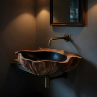 Solid Wood Sink Vanity Wall Mounted Bathroom Sleek Bathroom, view 9