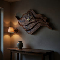 Solid Wood Clock Artistic Sculptural Modern Home Office, view 9