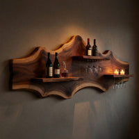 Solid Wood Wine Rack Wall Mounted Shelf Dining Room, view 9