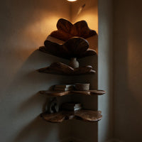 Solid Wood Corner Shelf Leaf Floating Bedroom Wall Decor Display, view 9