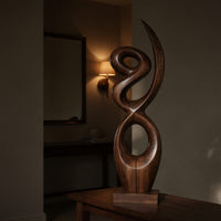 Solid Wood Sculpture Wall Art Handcrafted Abstract Living Room, view 9