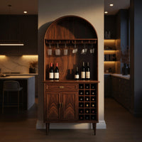 Solid Wood Bar Cabinet Wine With Storage Dining Room, view 9