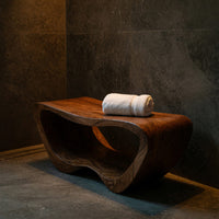 Solid Wood Teak Shower Bench Minimalist Organic Bathroom Spa, view 9