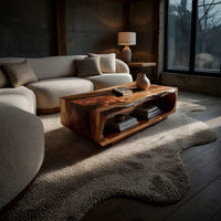 Hollow Box Coffee Table with a Live Edge Front Rim, view 9
