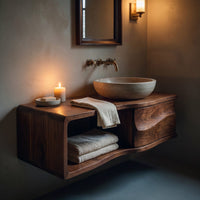 Solid Wood Bathroom Vanity Sculptural Modern, view 9
