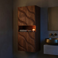 Solid Wood Corner Wall Bathroom Shelf Cabinet Waves Design, view 9
