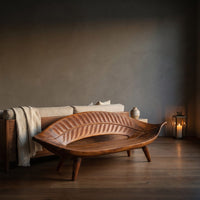 Mid Century Curved Cane Back Bench For Lounge Interior Area, view 9