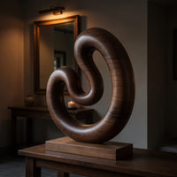 Solid Wood Sculpture Wall Art Farmhouse Large Twisted Spiral Floor Contemporary, view 9