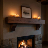 Solid Wood Floating Fireplace Mantel Rustic Shelf Living Room Cabin, view 9