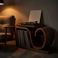 Solid Wood Record Player Stand Japandi Wave Cabinet Wellness Room, view 9