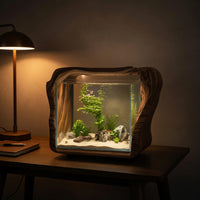 Solid Wood Aquarium Stand Rustic Live Edge With Glass Tank Bedroom, view 9