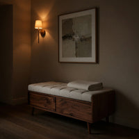 Solid Wood Entryway Storage Bench Mid Century Living Room, view 9