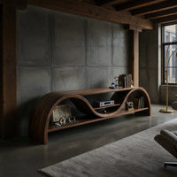 Ribbonwave Walnut TV Console with Open Display Shelf, view 9