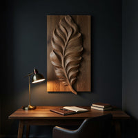 Plumeleaf Feather Wall Sculpture in Carved Wood, view 9 — view 9