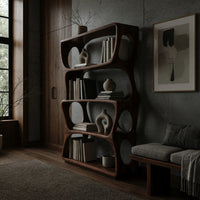 Stacked Offset Bookshelf in Solid Dark Walnut, view 9