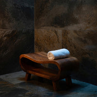 Solid Wood Teak Shower Bench Curved Spa Bathroom, view 9