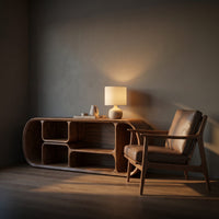Minimalist Curved Tv Console For Studio Apartment Interior, view 9