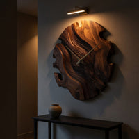Solid Wood Clock Elegant Sculptural Wall Living Room, view 9