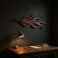 Twin Flame Walnut Wall Art Panel, Slim Silhouette, view 9 — view 9