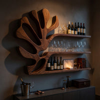 Solid Wood Wine Rack Rustic Wall Breakfast Nook Bottle Arrangement, view 9