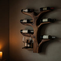 Solid Wood Wine Rack Tree Style Wall Kitchen, view 9