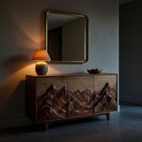 Solid Wood Sideboard With Mountain Relief Home, view 9