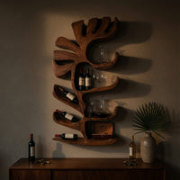 Solid Wood Wine Rack Farmhouse Wall Apartment Bar Display Feature, view 9