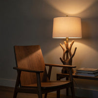 Rustic Sculptural Wood Wall Light For Bedroom Interior, view 9