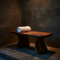 Solid Wood Teak Shower Bench Curved Bath Bathroom, view 9