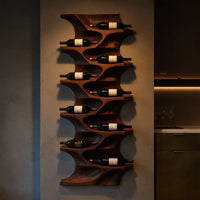 Solid Wood Wine Rack Natural Dining Room Wall Display, view 9