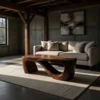 Hand-Shaped Ribbon Base Coffee Table in Solid Wood, view 9