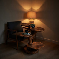 Wooden Accent Table Leaf Inspired Design For Sofa Area, view 9