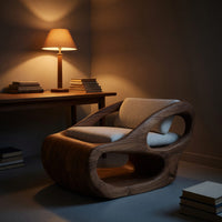 Solid Wood Chair Artistic Organic Lounge Home, view 9