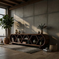 Honeycomb Walnut Media Console for Record Collections, view 9