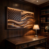 Backlit Wooden American Flag Wall Art, Made to Order, view 9 — view 9
