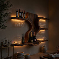 Solid Wood Wine Rack Open Shelf Entertaining Area, view 9