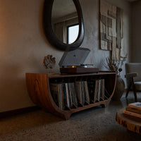 Solid Wood Record Player Stand Vinyl Storage Apartment Interior Space, view 9