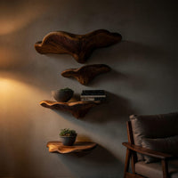 Solid Wood Mushroom Shelf Farmhouse Solid Bedroom Decor Storage, view 9