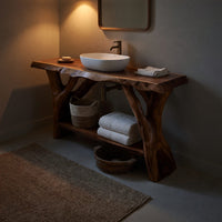 Solid Wood Live Edge Vanity Bathroom Clean Bathroom Layout, view 9