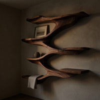 Solid Wood Wall Mounted Shelf Mid Century Living Room Space, view 9