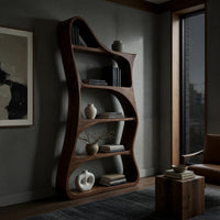 Wave-Silhouette Bookshelf with Deep Curved Alcoves, view 9