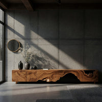 Live-Edge Scalloped Media Console in Solid Wood, view 9