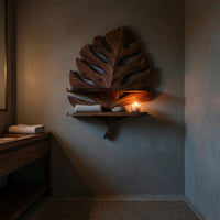 Solid Wood Corner Wall Bathroom Shelf Leaf Spa, view 9
