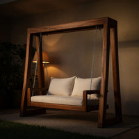 Solid Wood Porch Swing Outdoor Bench Garden Patio Relaxation, view 9