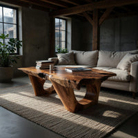 Live Edge Coffee Table on Twin Pedestals, Made to Order, view 9
